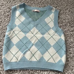 I am selling a blue and white argyle crop top